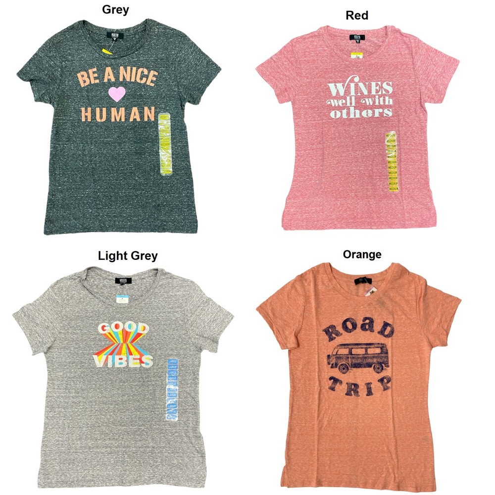NWT Women's Light Grey MODERN CANVAS‎ Good Vibes Tee Size Small
